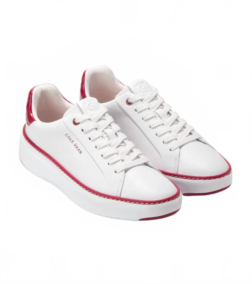NEW COLE HAAN women's grandpro topspin sneakers in white/red - Picture 3 of 7